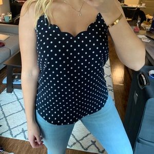 J.Crew navy blue polka dot cami
